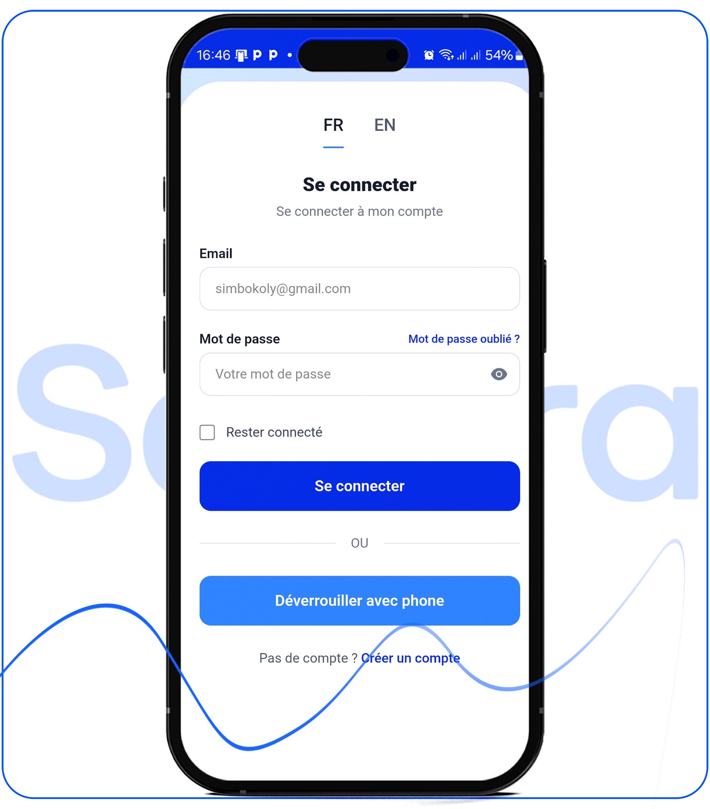 Écran de connexion Secura